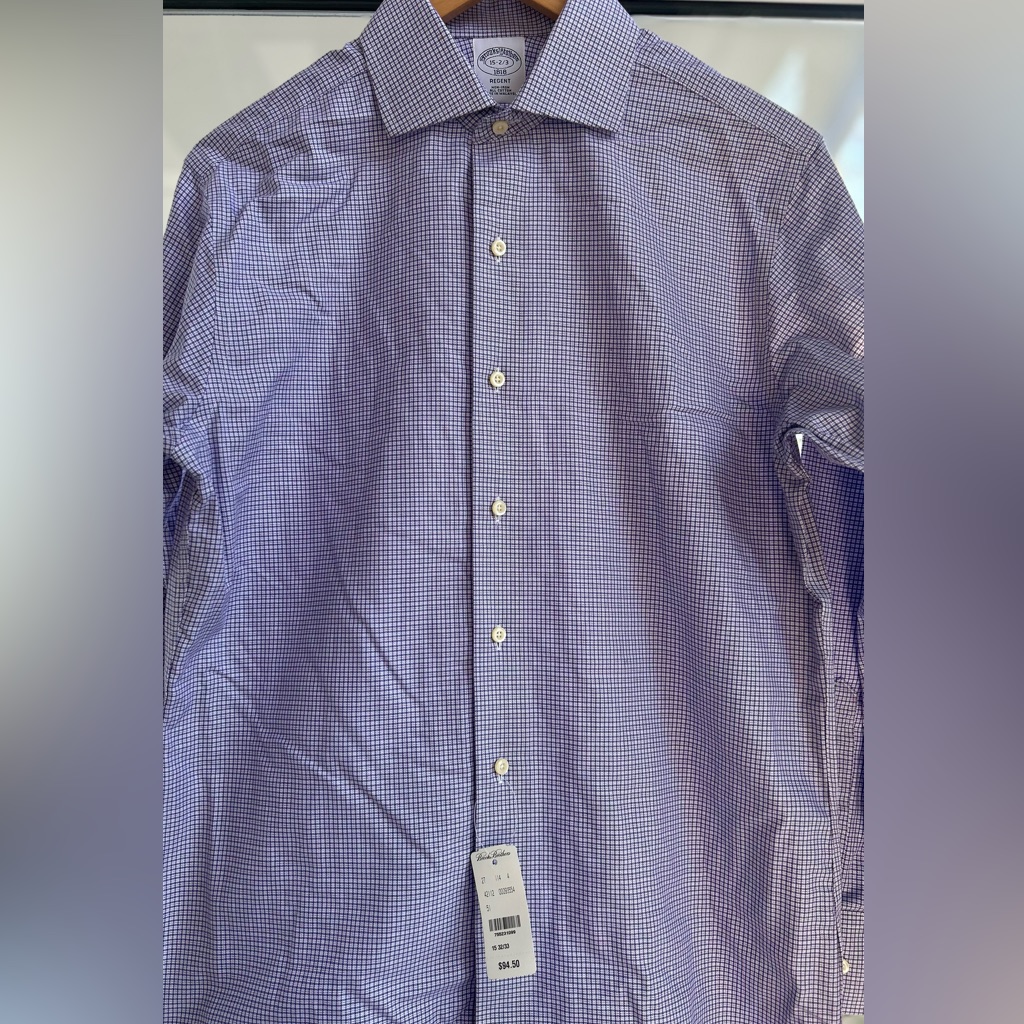 Brand New Mens Brooks Brothers Purple Checkered Shirt